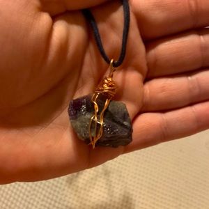 New handmade amethyst wire wrapped crystal earrings